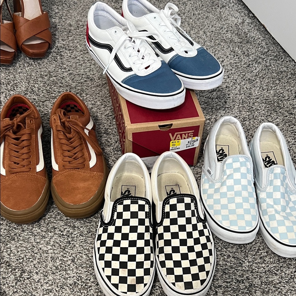 Vans Classic Sneakers in Blue, Brown, and Checkered Designs